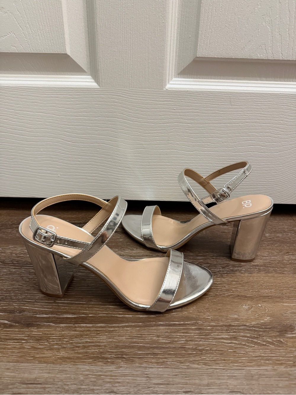 Nordstrom BP Silver Block Heel Sandals for Women, Size 9
